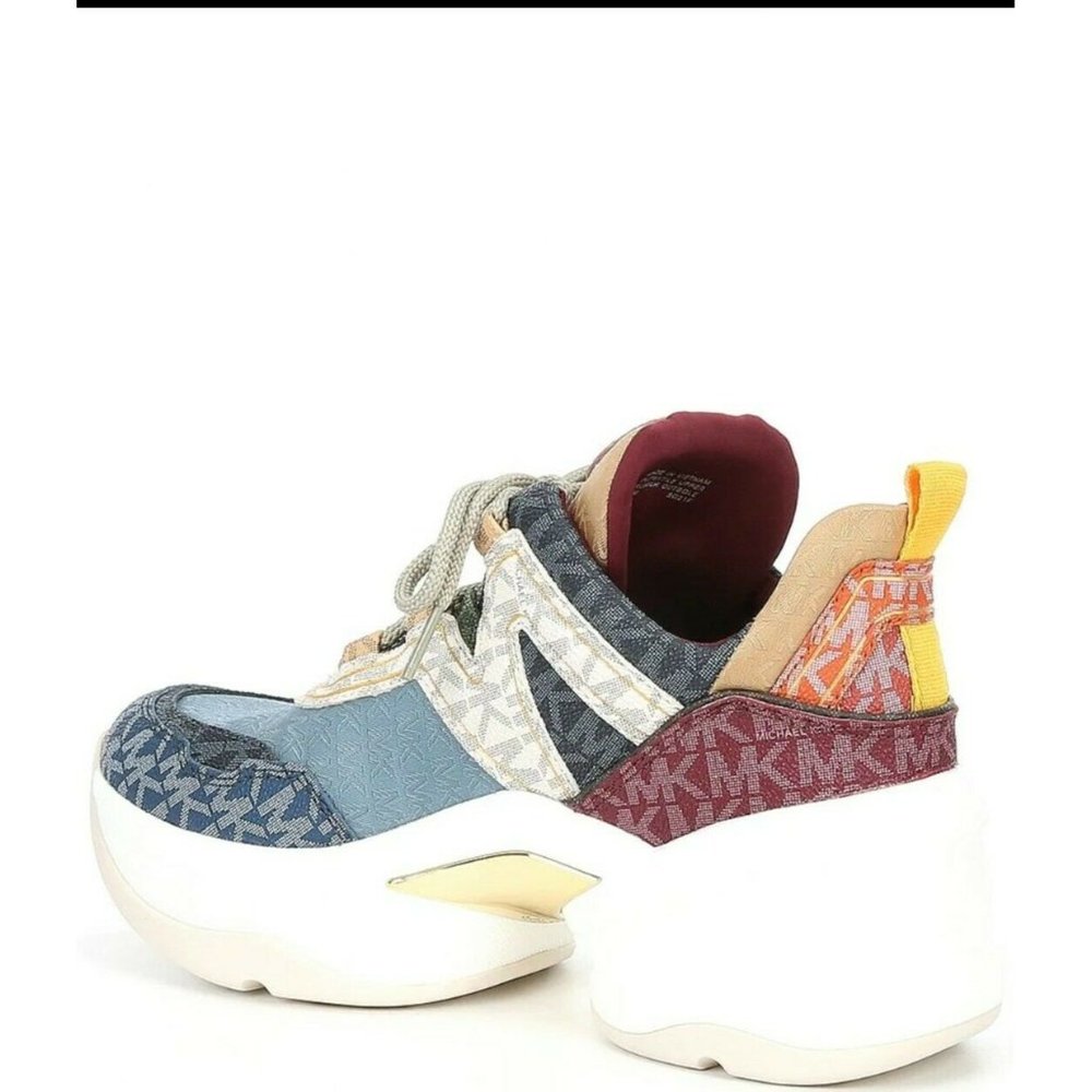 New Michael Kors Women's Olympia Sig Semi Lux Trainer Sneakers Multi - Picture 5 of 5